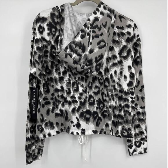 French Laundry Sport Womens Animal Print Long Sleeve Hoodie Top NEW Size Large - Picture 2 of 11